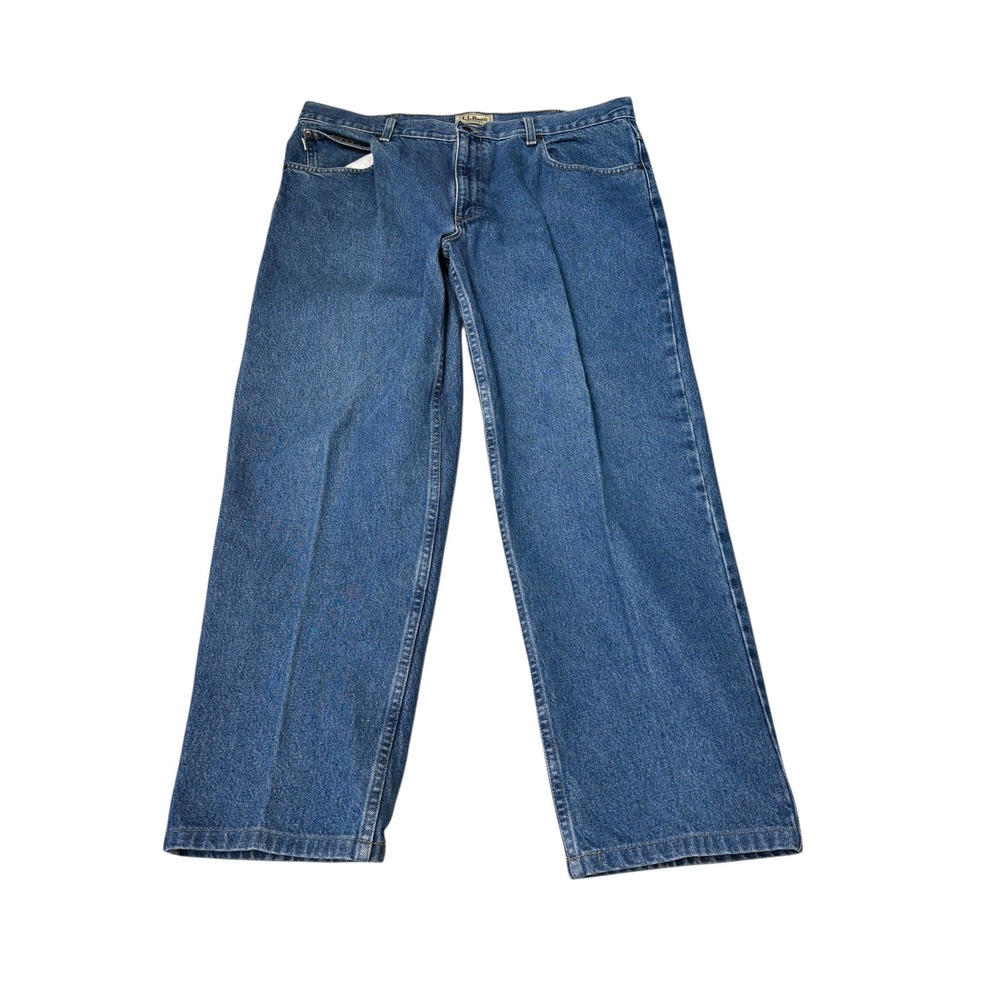 LL Bean Natural Fit Mens Blue‎ Jeans 100% Cotton Denim 40x28 LB001017A